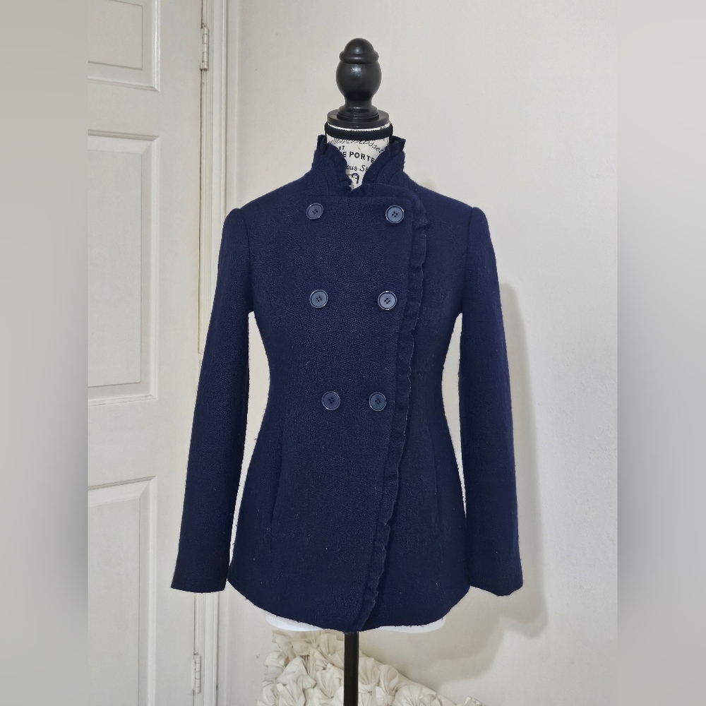 Ann Taylor Midnight Blue Double-Breasted Pea Coat